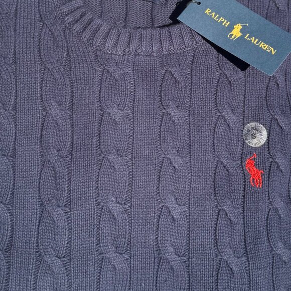 Polo by Ralph Lauren Men's Classic Blue Crewneck Sweater - Picture 12 of 16
